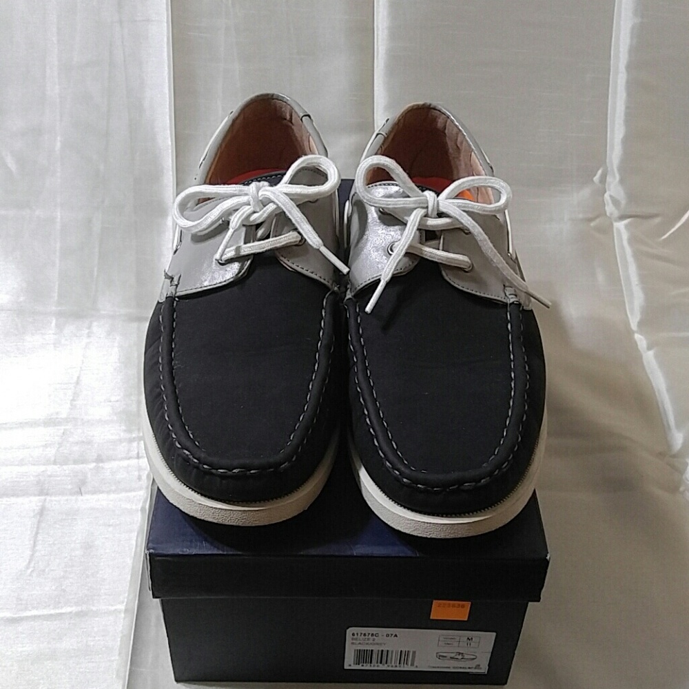 Phat Farm Men Black Grey Slip-On Boat Shoes sz 11